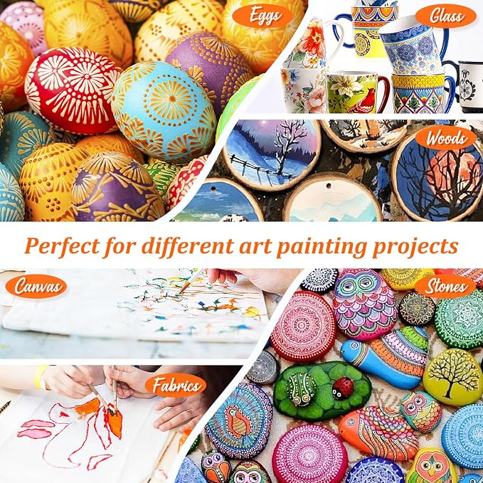 Caliart 24 Colors Pastel Acrylic Paint Set with 12 Brushes | Craft Painting kit for Adults Artists Beginners, Rich Pigment Non-toxic, Canvas Wood Rock Pumpkin Ceramic Art Supplies Paint