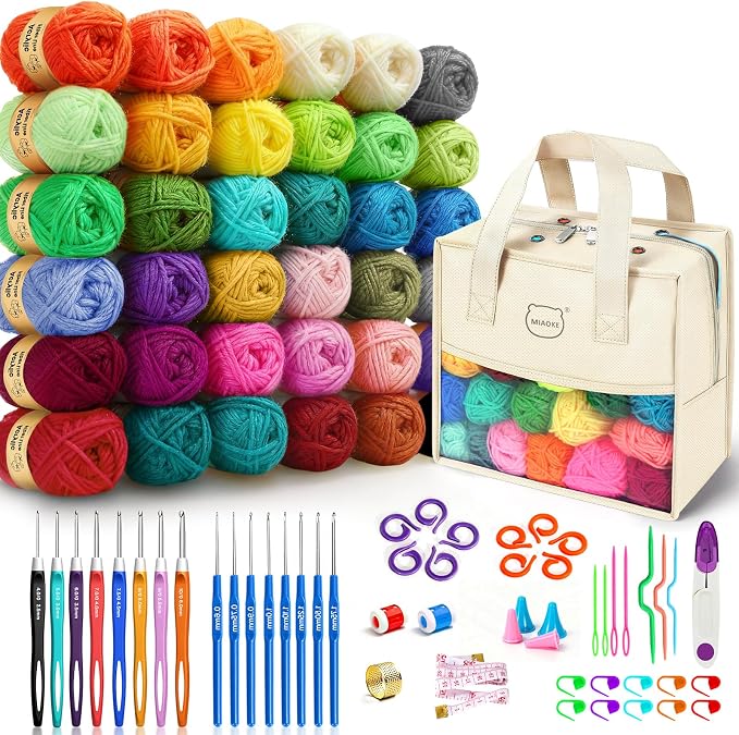 90Pc Portable Crochet Kit Suitable for Beginners & Professionals - Milky