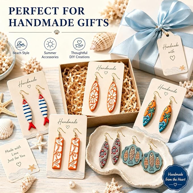 8Pcs Ocean Clay Earring Molds, Fish Flower Wave Polymer Clay Tools. Ocean Fish, Wave & Floral Patterns for Detailed Handmade Earrings and Coastal Clay Jewelry Designs