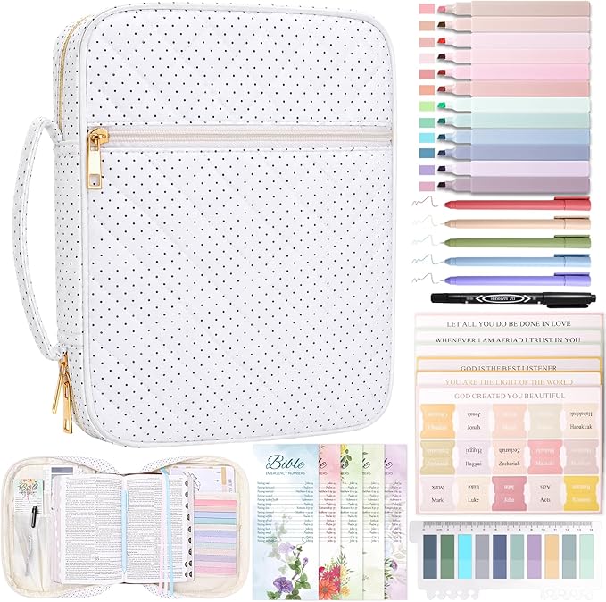 XKDOUS Bible Cover Case for Women Bible Bag Journaling Kit w/Study Supplies