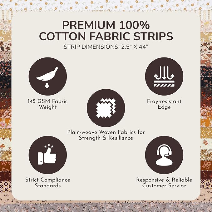Tinyspool & Co.'s Twirlie Roll 40 Precut Quilting Fabric Strips for Quilting Supplies, Crafting, and Sewing, Soft Cotton Strip for Blanket, Rug, Upholstery, Home Decor, and Purse Making, Fall Harvest