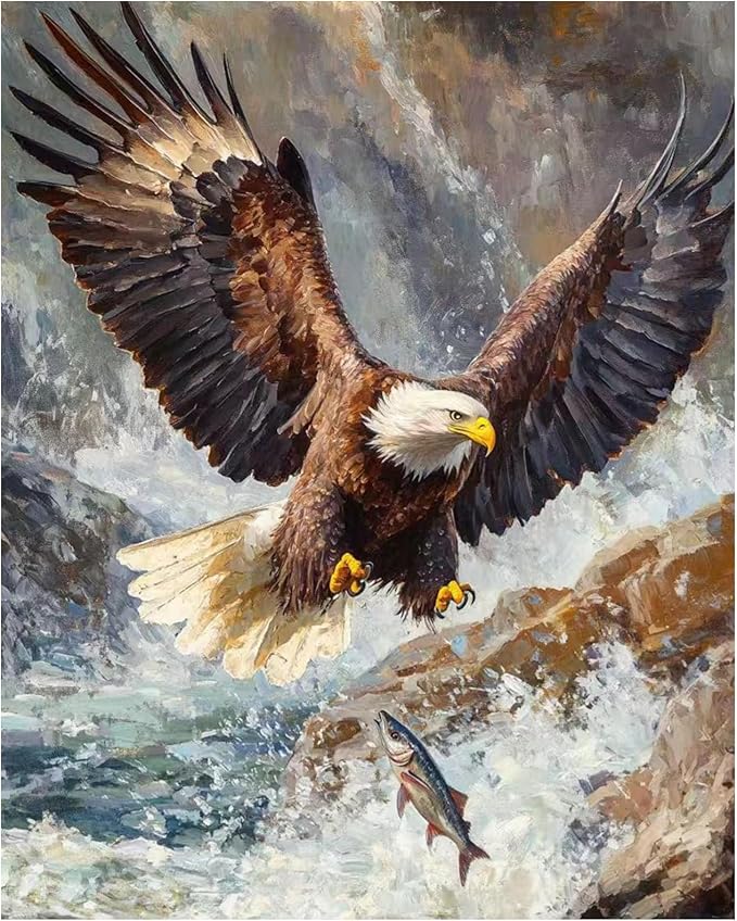 XTCIXAL Paint by Numbers Kit for Adults, Eagle, 16X20 Inch | DIY Paint by Number for Adults Beginner, High-Definition Color Canvas, Stress Relief, Home Wall Decor, Gifts, Unframed