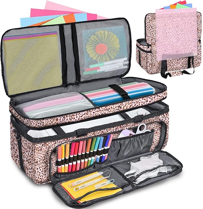 Double Layer Carrying Case with Cutting Mat Pocket & Accessories Storage