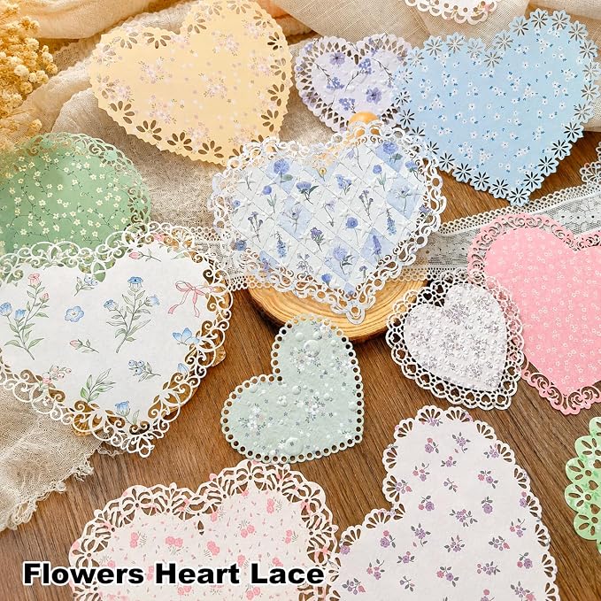 84 Sheets Lace-Edged Scrapbook Paper, 6 Themes Embossed Scrapbooking Paper