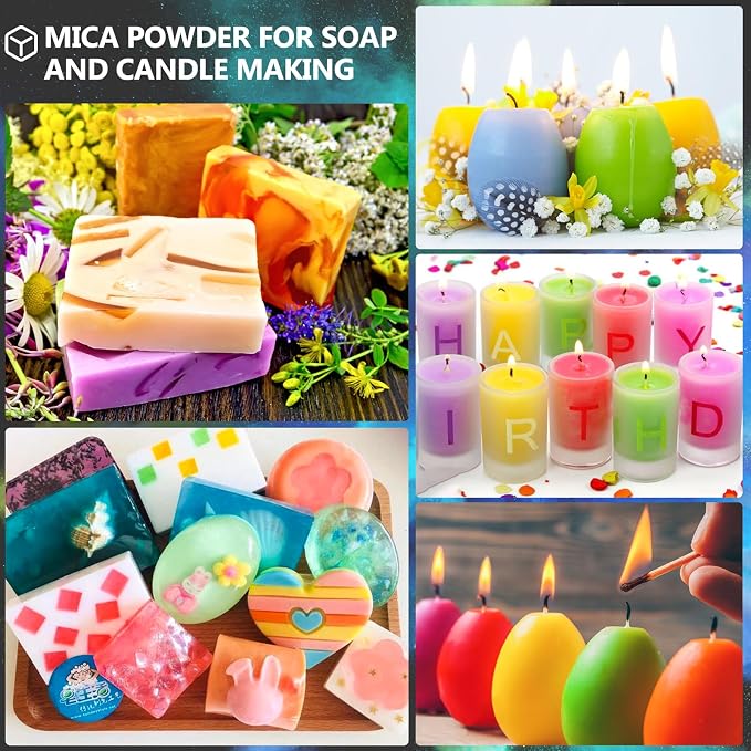 CHANGTIKEJI Mica Powder，36 Colors - 10g/Bottle of Natural Pigment Powder | for Epoxy Resin，Soap Making，Candle Making,Lip Gloss,Car Freshies,Dye,Nail Polish,Bath Bombs