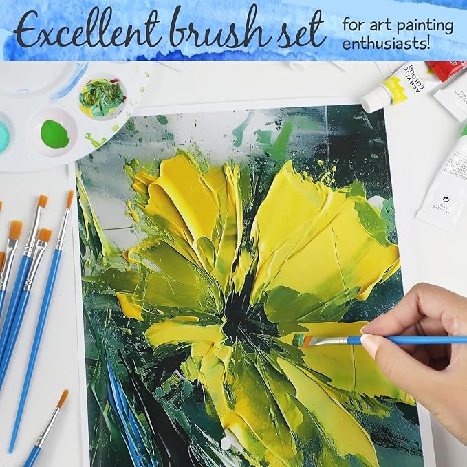Halobios Paint Brushes Set for Acrylic Painting, 30 Pcs Art Paint Brush Flat Acrylic Painting Brush, Nylon Paint Brushes for Kids Adults Oil Watercolor Rock Painting Body Face Nail Art