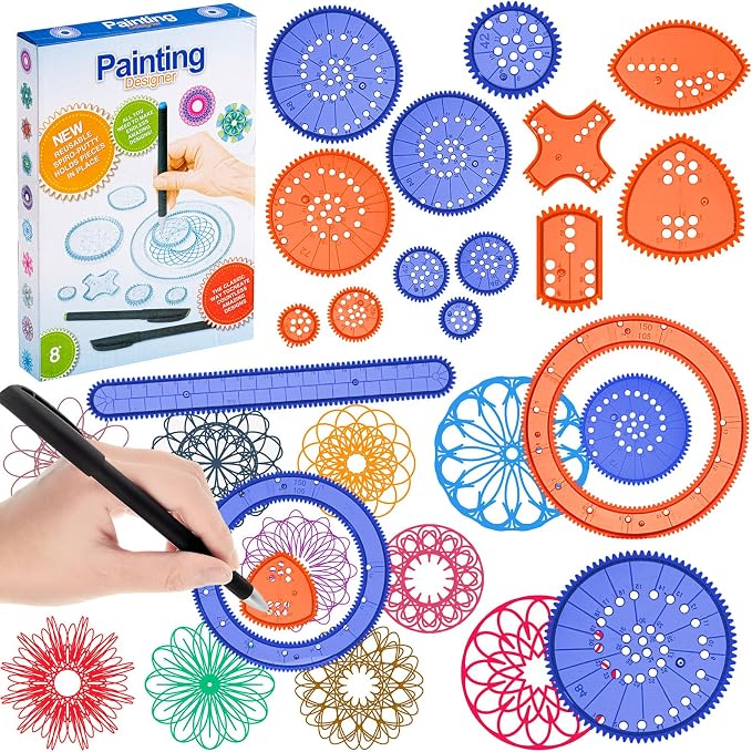 Chivao Spiral Art Kit Circle Stencils Drawing Tool Geometric Ruler,Elegant