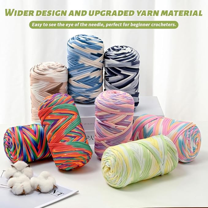 2 Pack Soft Tshirt Crochet Yarn, 800g/228yds High Elastic Hand Knitting Yarns, Thick T Shirt Yarn for Crocheting Bags, Baskets, Cushions, DIY Crafts (Leopard Print + Leopard Print