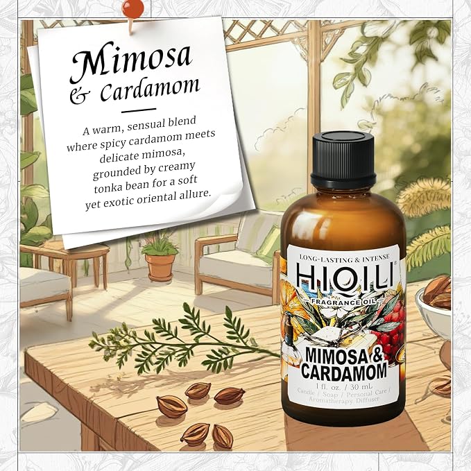 HIQILI Mimosa & Cardamom Fragrance Oil for Diffuser & Aromatherapy