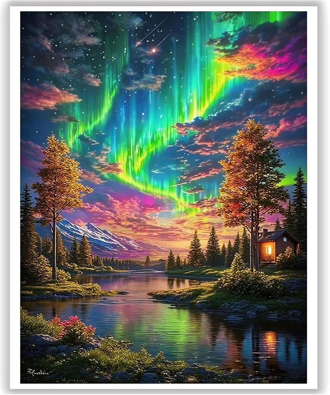 HITO Landscape Paint by Numbers Kit for Adults, Adult Paint by Number Kits | Aurora Paint by Numbers for Adults Beginner, Paint by Numbers for Gift Home Wall Decor 16x20 inch Frameless