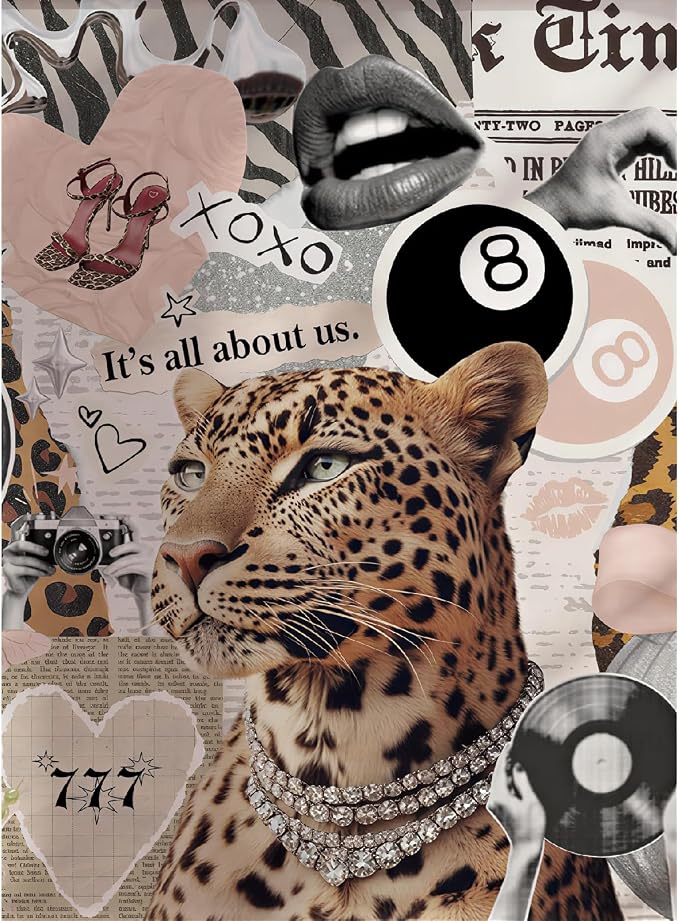 WUDWL Coquette Paint by Numbers Kit for Adults, Color By Numbers for Adults | Fashion Cheetah Decor Painting by Number On Canvas, Paint Number Artist Funny Without Frame DIY, Home Wall Decor, 12x16in
