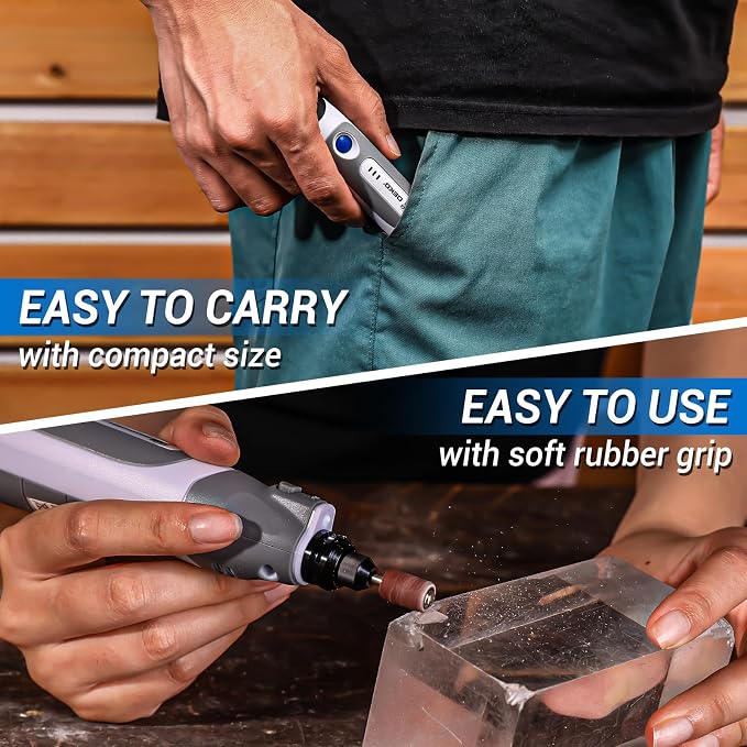 Mini Cordless Rotary Tool:DEKOPRO 3.7V Rotary Tool Variable Speed Display with Type-C Charging, Power Rotary Tool with 70 Accessories for Sanding, Engraving, Polishing, Drilling, Cutting, DIY (Blue)