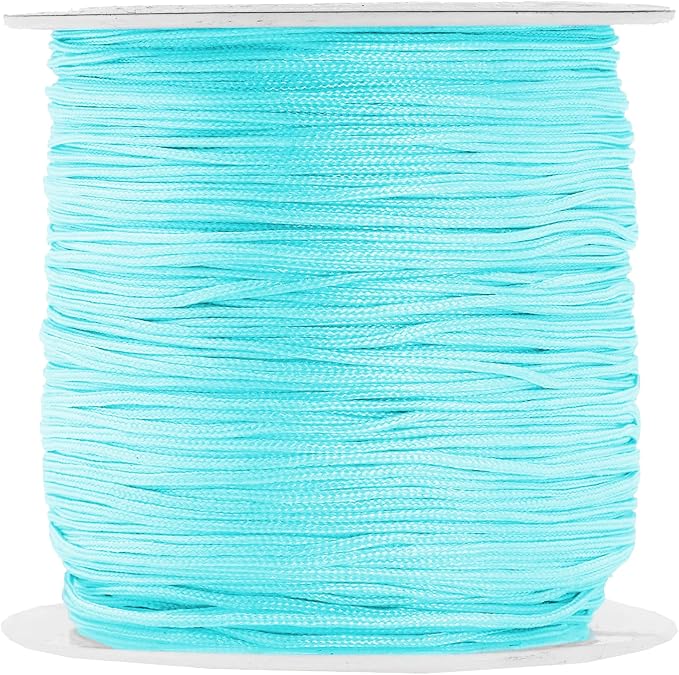 Mandala Crafts 0.8mm Aqua Rattail Nylon Satin Cord for Jewelry Making