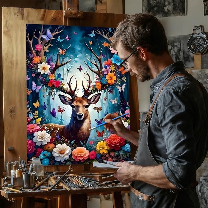 Reivworl Deer Paint by Numbers Kit for Adults Beginner 16×20 inch