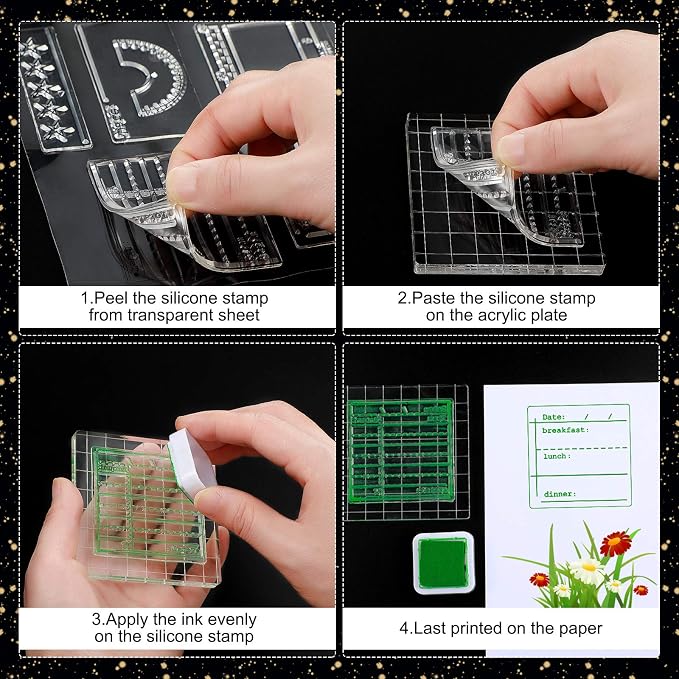 Zonon 18 Pieces Journal Stamps Clear Planner Stamps DIY Crafts