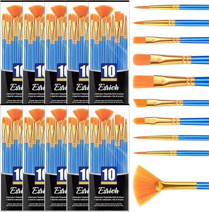 ESRICH 100PCS Paint Brushes, Paint Brush for Acrylic Painting | Artist Paintbrushes for Oil Watercolor, Body Face Rock Canvas, Small Paint Brushes for Kids