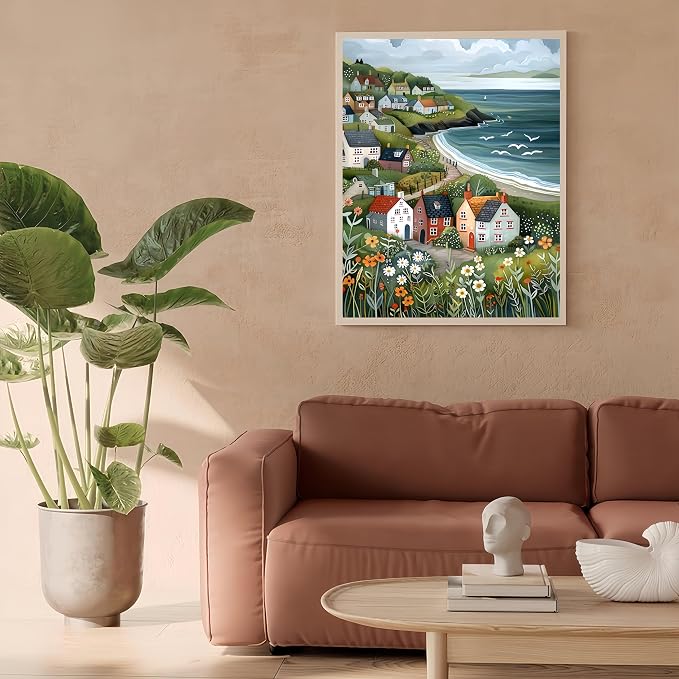 DOTSTART Paint by Numbers Kit for Adults Beginner,Peaceful Island by The Sea Adult Paint by Number Kits on Canvas,Painting by Numbers Easy Oil Painting,for Home Wall Decor15.7X19.7 Inch