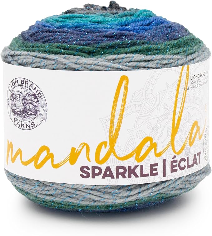 Lion Brand Yarn, Mandala Sparkle Crochet Yarn, Volan, Multicolor, 1 Pack