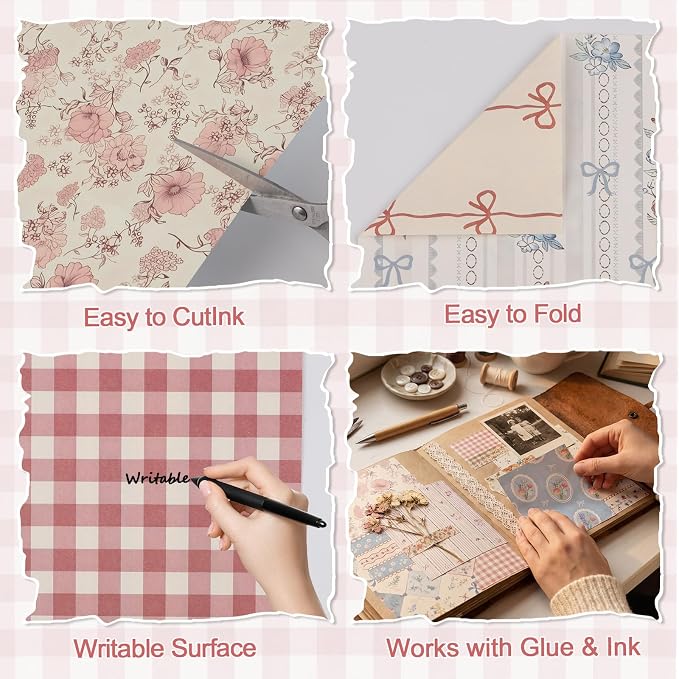 BESARME 60 Sheets Scrapbook Paper 5.5×8.3 in Double Sided Floral | Craft Paper for DIY Scrapbook Albums, Travel Diaries, Greeting Cards, Gift Tags, Photo Books, Decor Origami Crafts