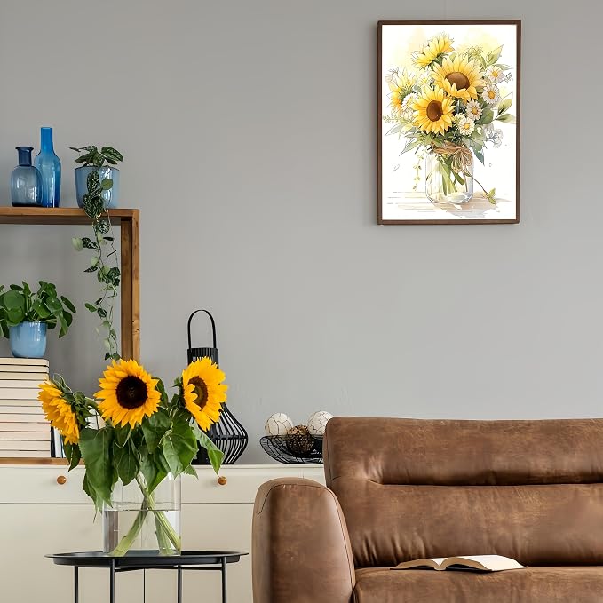 Diamond Painting Kits for Adults, Sunflower 5D Diamond Art Painting | Full Drill Round DIY Gem Painting, Diamond Dot Gem Art Painting Kits for Relax, Home Wall Art Decor 11.8 X 15.7 inch