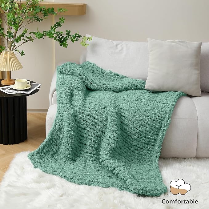 Cozyful Chunky Yarn for Hand Knitting - #10 Chunky Chenille Yarn, Jumbo Big Thick Chunky Yarns for Crocheting, Super Bulky Chunky Knit Blanket Yarns, 8 Skein (22yds 8oz Each Skein), Misty Jungle Green