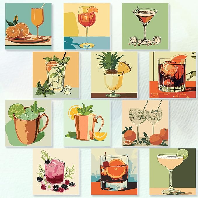 Nezyo 12 Sets Paint by Numbers for Adults with Frame, Acrylic 8x8