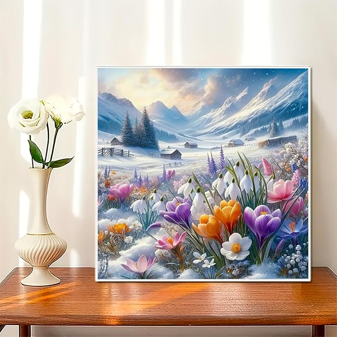 Diamond Art for Adults, 5D Diamond Painting Kit, DIY Diamond Painting Kits for Beginners, Flower Diamond Painting, 14x14 Inches