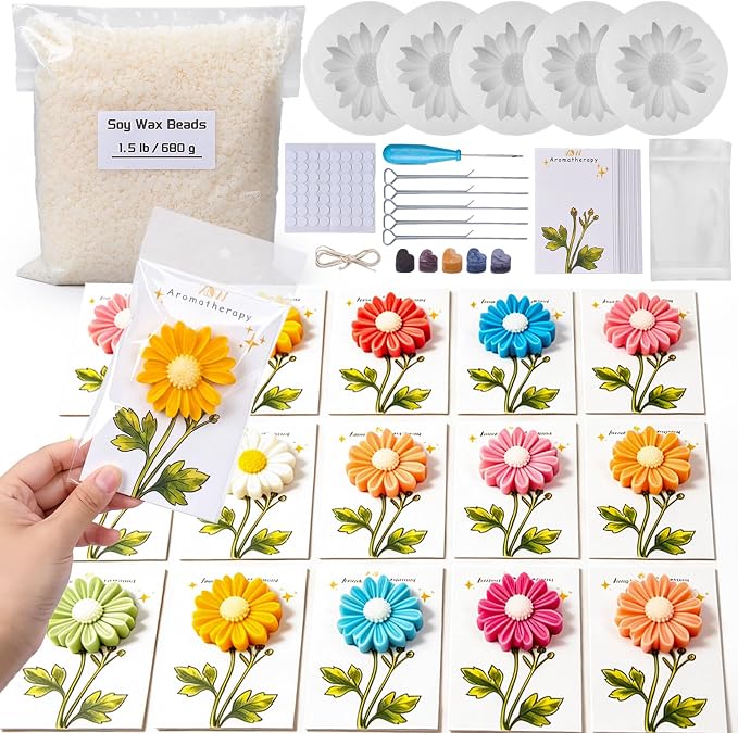 Daisy Candle Bridesmaid Gift Set DIY Soy Wax Mold Kit 79pcs All-in-One