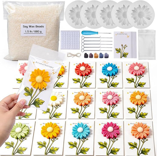 Daisy Candle Bridesmaid Gift Set DIY Soy Wax Mold Kit 79pcs All-in-One