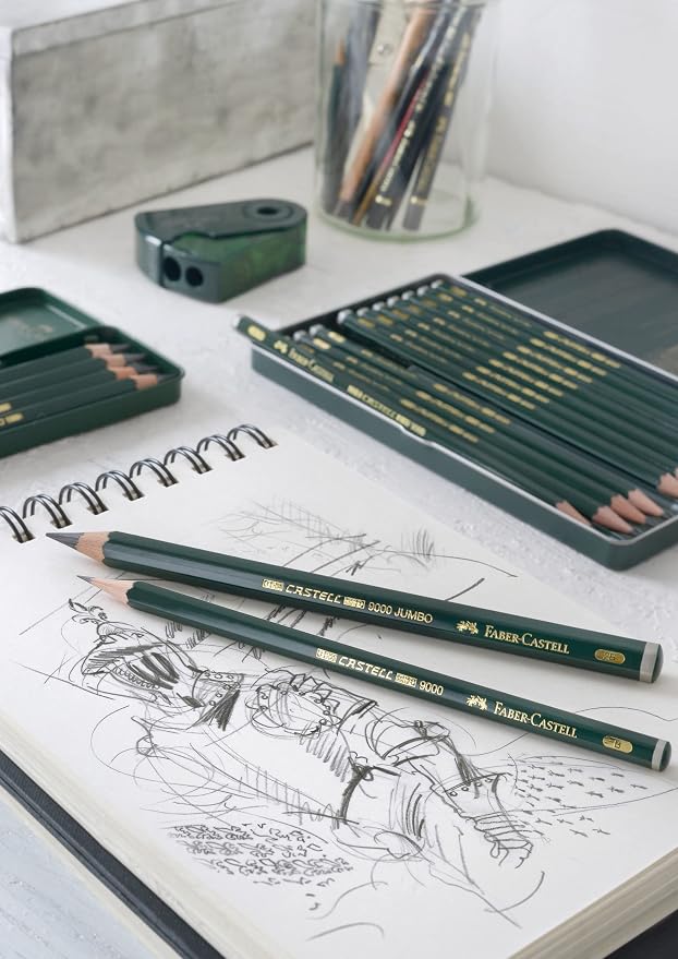 Faber-Castell Supreme Artist Quality Castell 9000 Jumbo Graphite Single Pencil, with Extra Thick 4B 5.3mm Lead