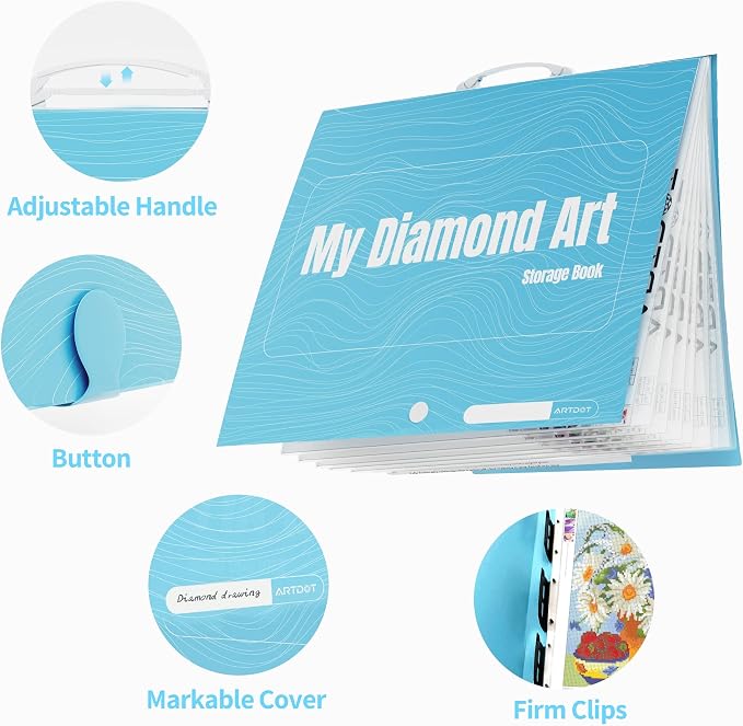 ARTDOT A1 Storage Book for Diamond Painting Kits, Diamond Art Portfolio Folder for Diamond Painting Accessories with 13 Pockets, 26 Views Protectors (34x25.4inches)