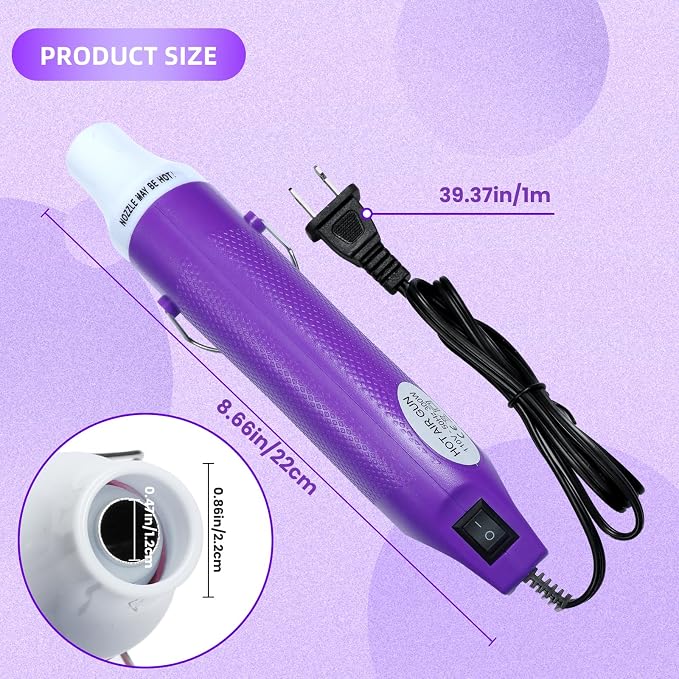 Heat Gun For Crafting, Mini Hot Air Gun For DIY Crafts,Heating Gun,Portable Heat-Gun Tool For Embossing Shrink Wrapping Drying Paint (Purple)
