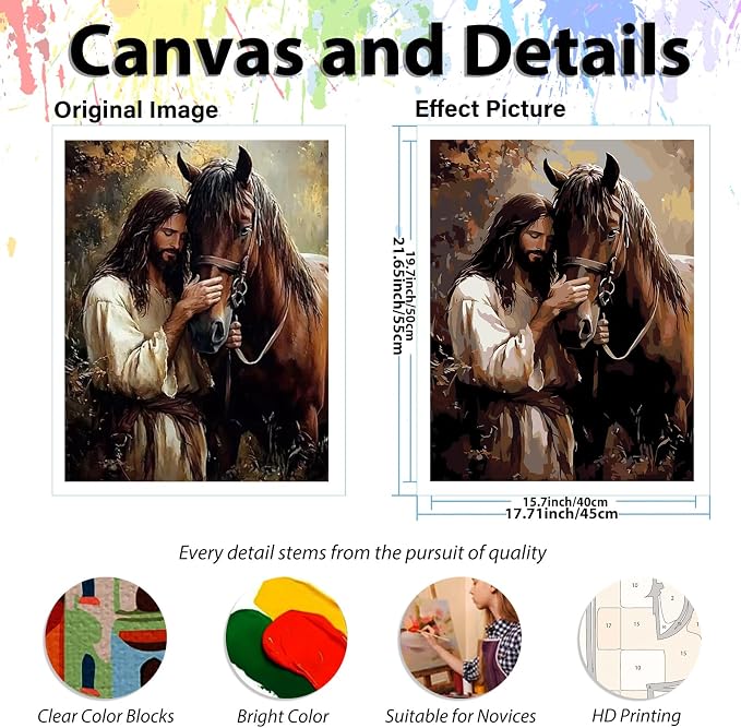 Paint by Numbers Kit for Adults, Adult Paint by Number Kits 16x20 Inch | Jesus Paint by Numbers Kit for Adults, Acrylic Painting by Numbers, DIY Arts and Crafts for Gifts or Home Decor