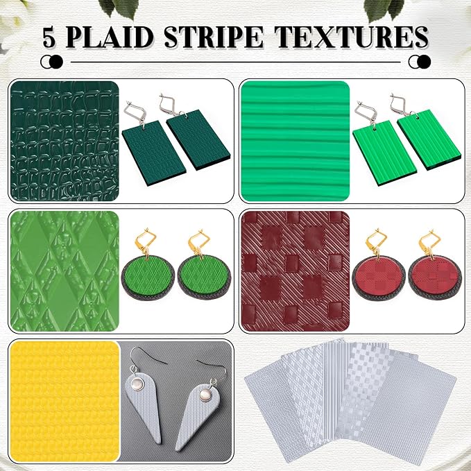 XunYee 23 Pcs Polymer Clay Texture Sheets for Earrings Jewelry Making 17 x 25 Boho Clay Fondant Texture Mats for Pottery Earrings Jewelry Making DIY Crafts