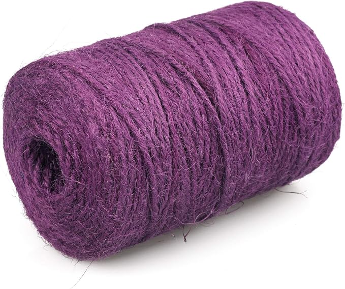 KINGLAKE Natural Jute Twine - 328 Feet, Arts & Crafts, Christmas, Durable Packing String, Purple
