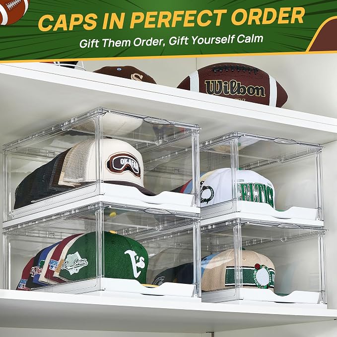 Vtopmart 6 Pack Stackable Baseball Caps Organizer, Each Holds 12 hats