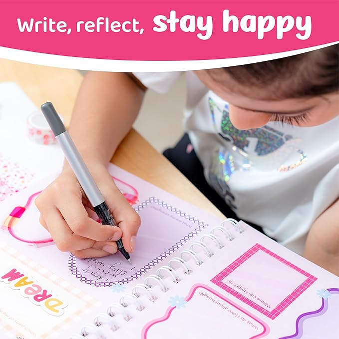 jackinthebox Happy Journal Kit for 8-12 Year Old Girls, Craft Scrapbook Set