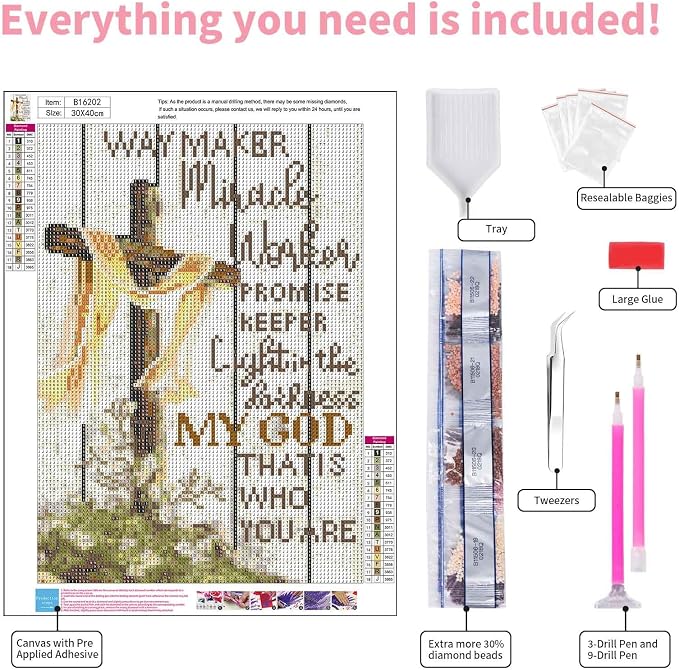 Diamond Art Kits for Adults, 5D Christian Cross Diamond Painting Kit