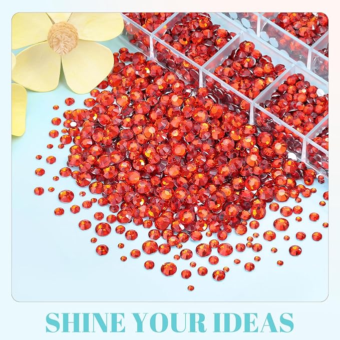 12100Pcs Resin Rhinestones for Crafting with 3Pcs 10ml B7000 Jewelry Glue, 2 Boxes Flatback Crystals Diamond (Red Zircon) for Bedazzling Crafts DIY Nail Art，Non Hotfix Gems for Clothing Shoes