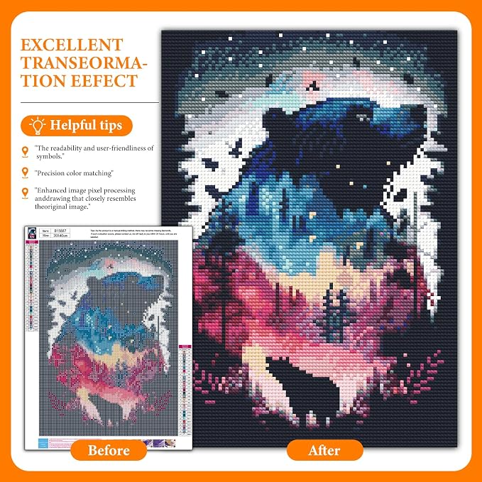 Diamond Art Kits for Adults, Bear DIY 5D Diamond Painting for Beginners | 12x16 Inch, Full Drill Round Dots, Forest Polar Bear Gem Art Craft Kits, Home Wall Decor, Stress Relief Relaxing Hobby Gift