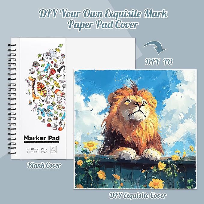 3 Pack Marker Paper Pad, 8.3 × 8.9 in, Double-Sided, 200gsm