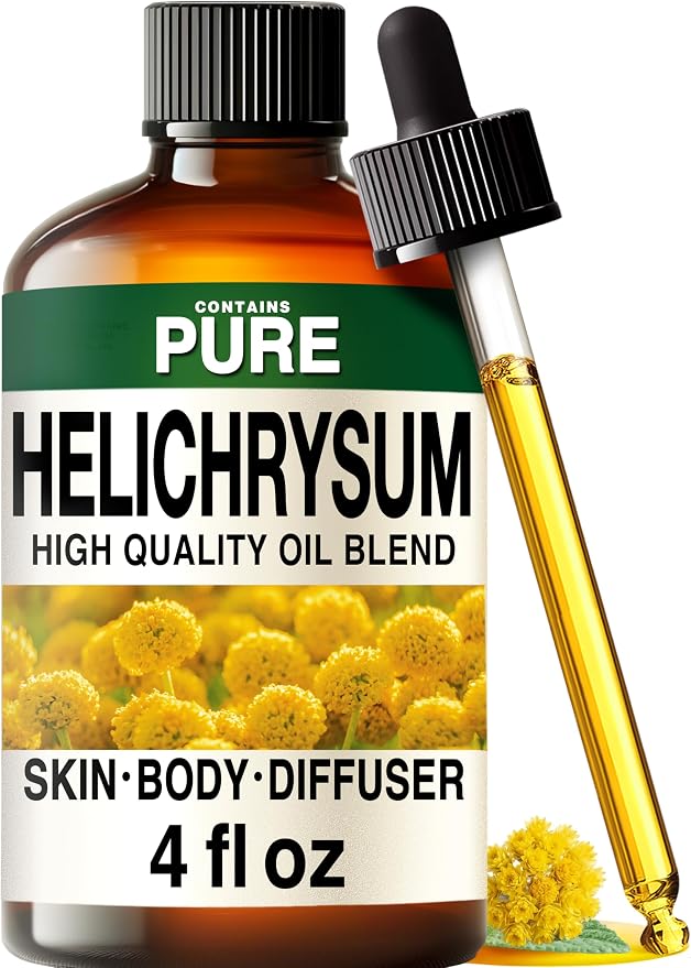 100% Pure Helichrysum Essential Oil 4 Fl Oz for Skin, Hair, Dropper | Slovenian Italicum for Diffuser, Aromatherapy, Body Massage, Skincare Recipes - Non-GMO, Glass Dropper Bottle