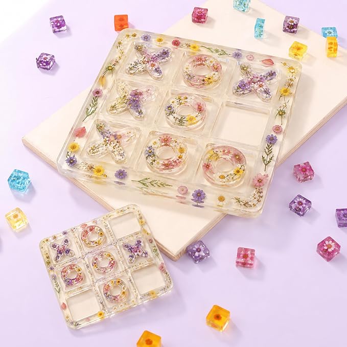 LET'S RESIN Large Tic Tac Toe Resin Mold 2Pcs, Tic Tac Toe Molds for Resin Casting, Large Epoxy Resin Silicone Molds for DIY Tabletop Board Game,Travel Game
