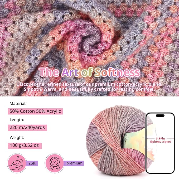 Coopay Gradient Crochet Kit for Beginners Adults, Granny Square Blanket Kit