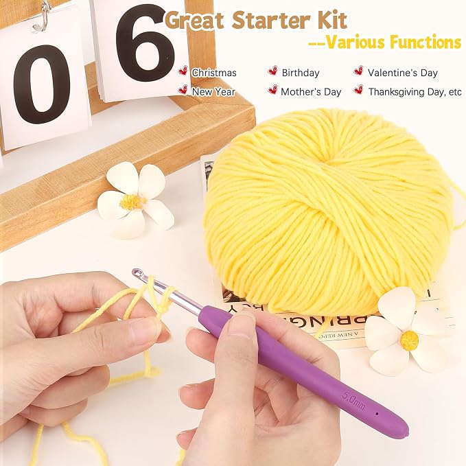 Katech Cotton Acrylic Blend Yarn for Crocheting-Crochet Yarn Set (Yellow | 55% Cotton 45% Acrylic#3 DK (Light)-Super Soft Milk Cotton Yarn-Great Crochet and Knitting Starter Kit for Colorful Craft
