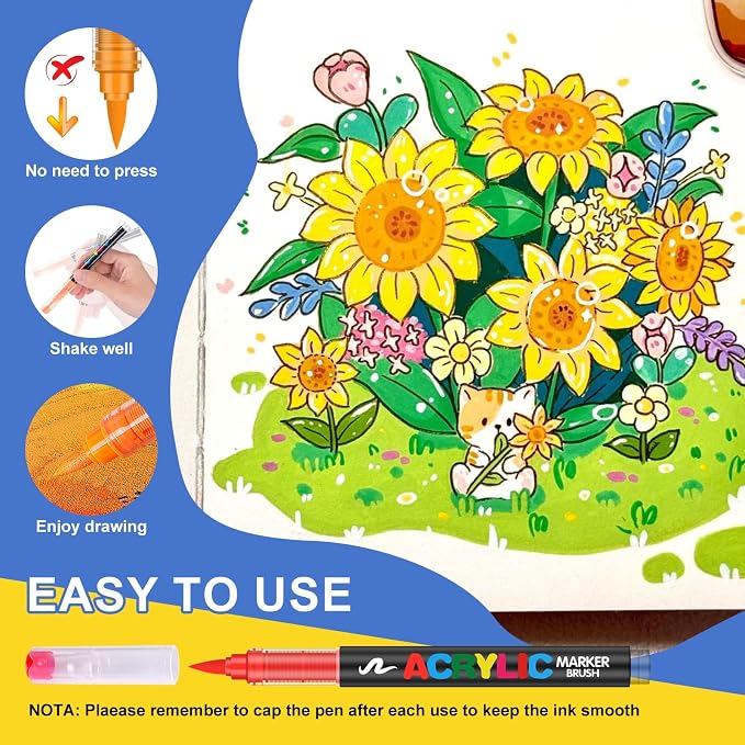 Amamao 288 Colors Acrylic Paint Markers, Brush Tip Pens for Rock & Wood