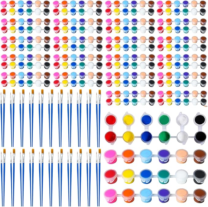 25 Pack Mini Acrylic Paint Set, 350 PCS Kids Paint Kit Container Strips Storage, 12 Colors Acrylic Paints Strips for Kids&Adults Craft Paint for Home Classroom Party Favors Paiting Gifts (350) (350)