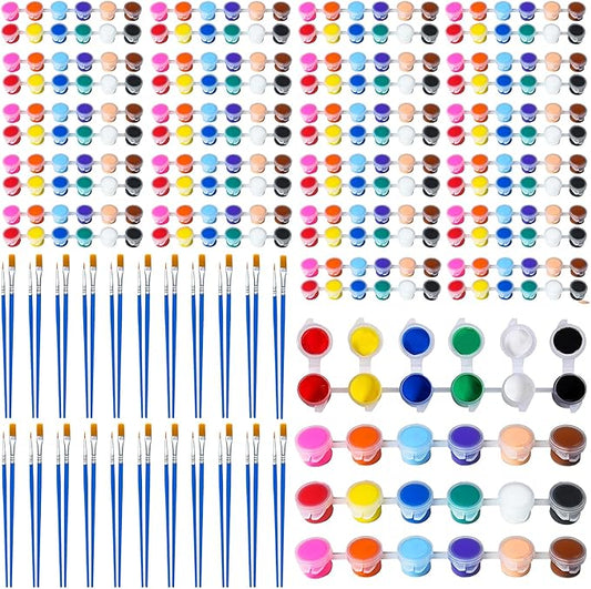 25 Pack Mini Acrylic Paint Set, 350 PCS Kids Paint Kit Container Strips Storage, 12 Colors Acrylic Paints Strips for Kids&Adults Craft Paint for Home Classroom Party Favors Paiting Gifts (350) (350)