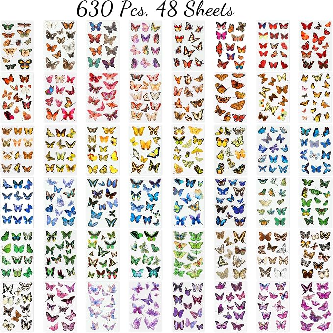 Arme Butterfly Stickers(635 PCS, 48 Sheets)
