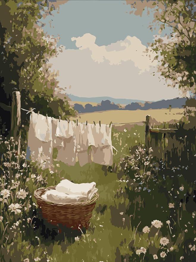WUDWL Scenery Paint by Numbers Kit for Adults,Color By Numbers for Adults | Countryside Scenery Decor Painting by Number On Canvas, Paint Number Artist Funny Without Frame DIY, Home Wall Decor, 12x16in
